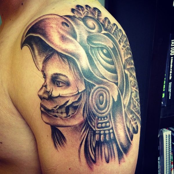 NIce Skull Aztec Tattoo