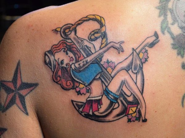 Nautical Anchor Tattoo On Shoulder