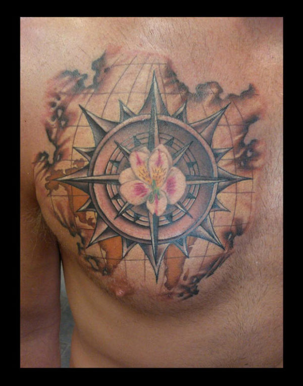 Nautical Compass And Map Tattoo
