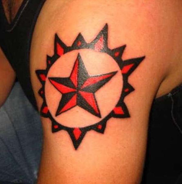 Nautical Red Star Tattoo