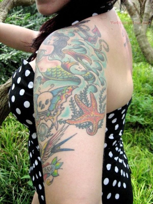 Nautical Sea Shoulder Tattoo