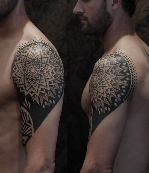 Nice Armour Shoulder Tattoo Design