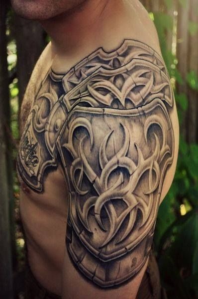 Nice Armour Shoulder Tattoo