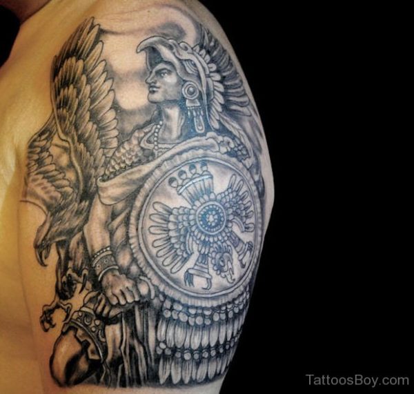 Nice Aztec Tattoo On Shoulder