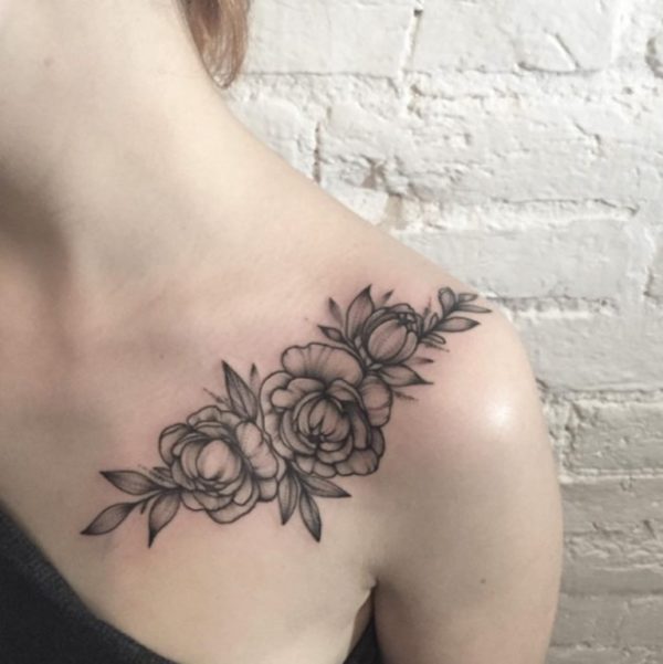 Nice Black Flowers Tattoo