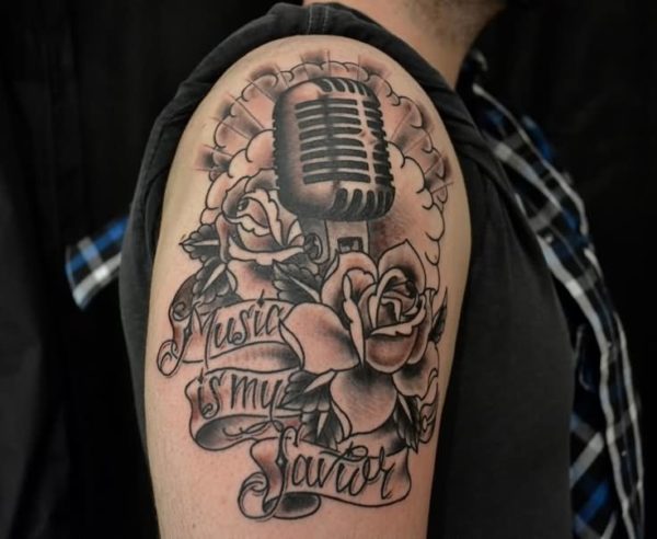 Nice Black Music Tattoo Design