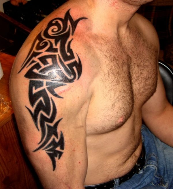 Nice Black Tribal Tattoo For Men