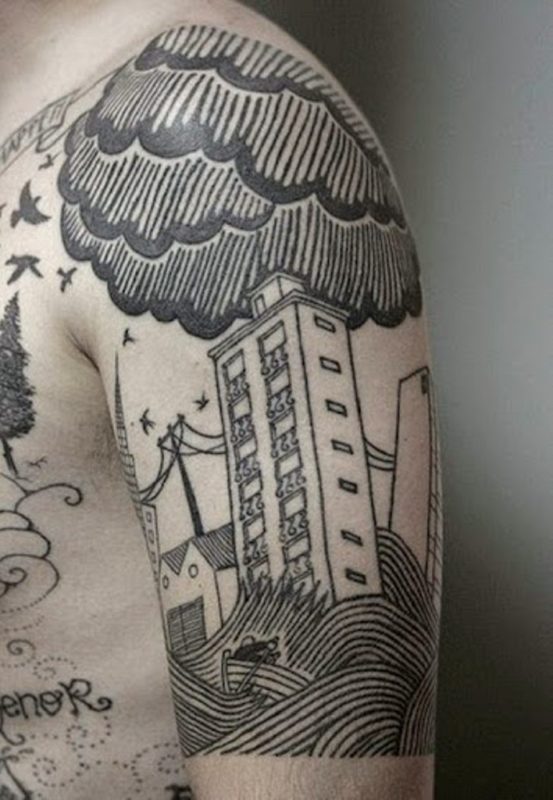 Nice Cloudy Tattoo Design