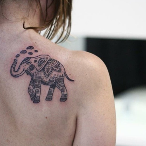 Nice Elephant Tattoo On Right Shoulder
