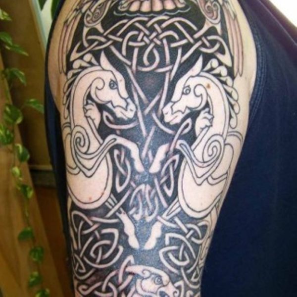 Nice Half Sleeves Celtic Shoulder Tattoo