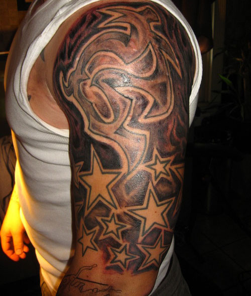 Nice Half Sleeves Cover Shoulder Tattoo