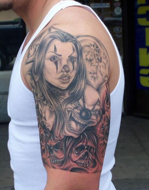 Nice Lady And Skull Tattoo