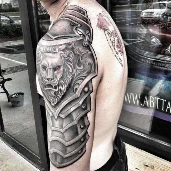 Nice Lion Armour Tattoo Design-st74072