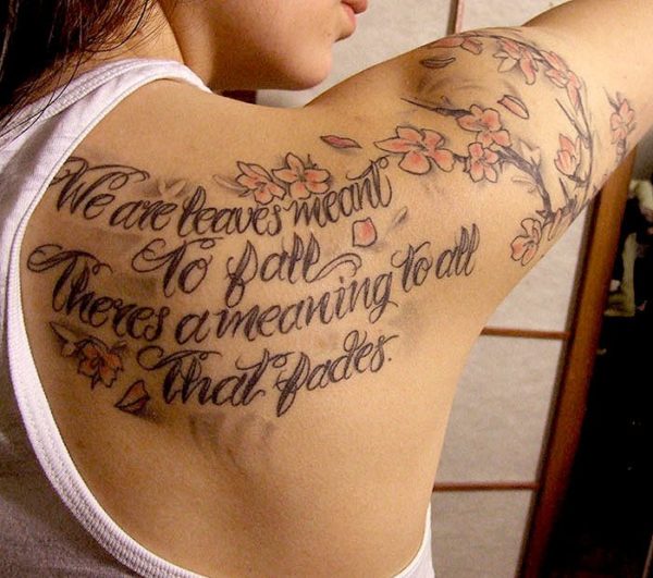 Nice Literacy Cherry Blossom Tree Tattoo