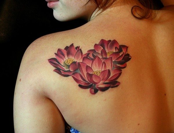 Nice Lotus Shoulder Blade Tattoo
