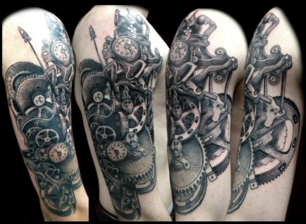 Nice Mechanical Clock Tattoo