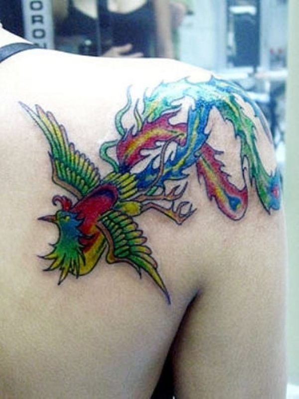 Nice Phoenix Shoulder Tattoo Design
