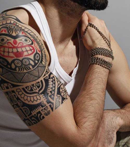 Nice Red And Black Maori Tattoo
