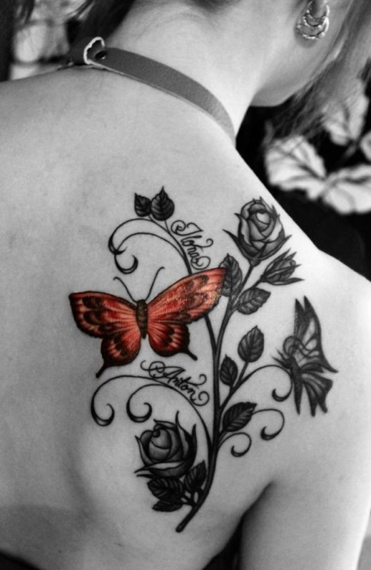 Nice Red Butterfly  Tattoo