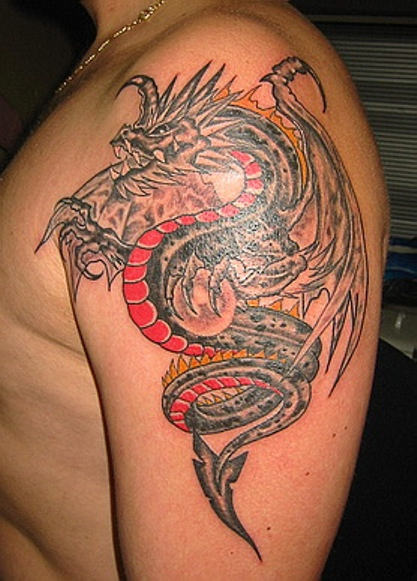 Nice Shoulder Dragon Tattoo Design