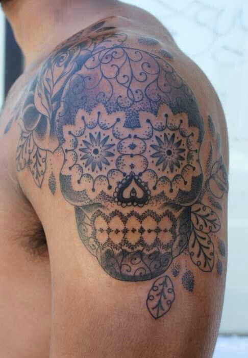 Nice Skull Shoulder Tattoo Design