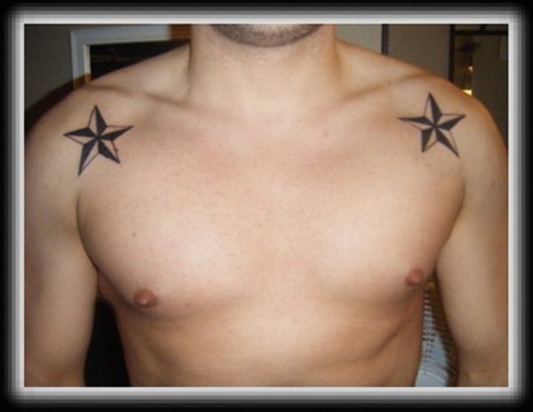 Nice Star Tattoo On Both Shoulder