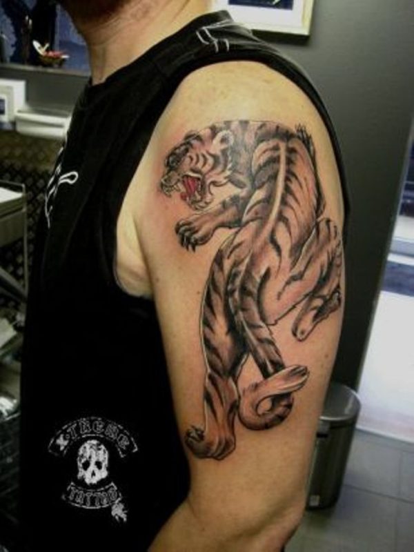Nice Tiger Tattoo On Shoulder