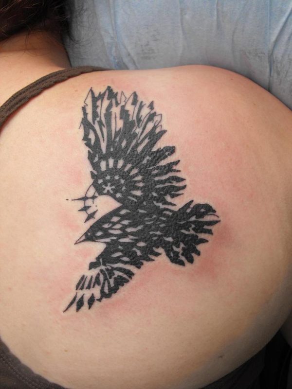 Nice Tribal Eagle Shoulder Tattoo