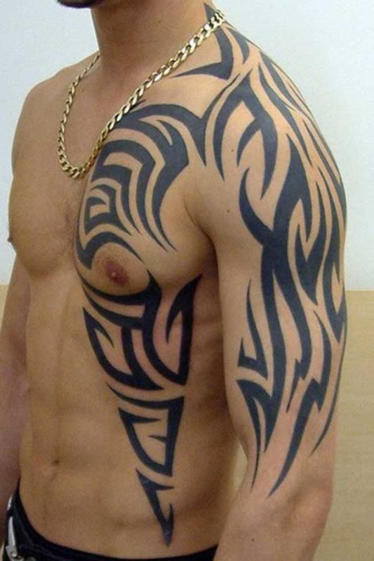 Nice Tribal Shoulder Cover Up Tattoo