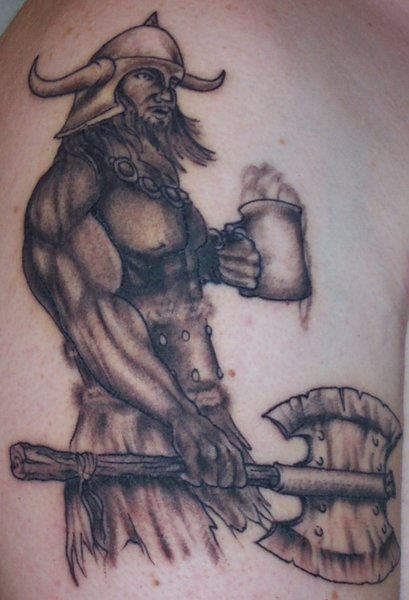 Nice Viking Shoulder Tattoo Design