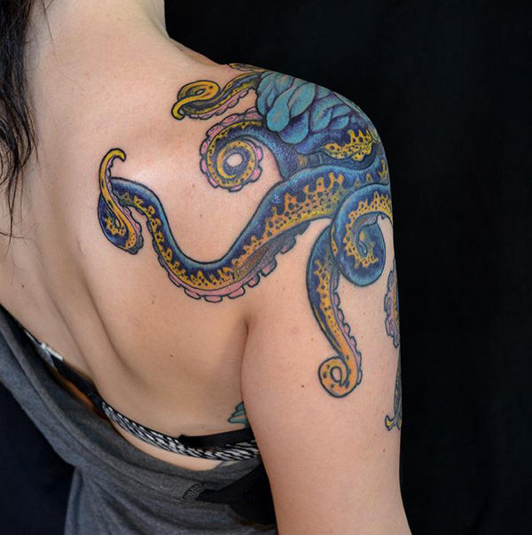 Octopus Shoulder Cover Tattoo