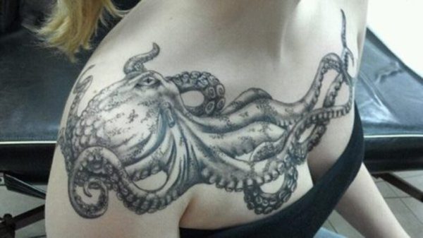 Octopus Tattoo On Shoulder