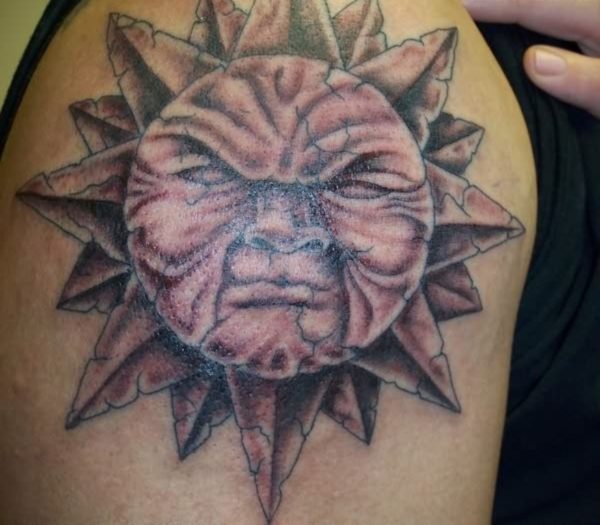 Old Sun Shoulder Tattoo