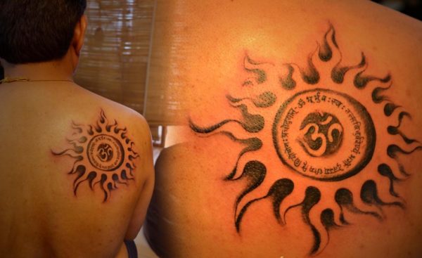 Om With Sun Tattoo