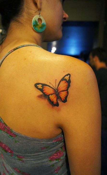 Orange Butterfly Tattoo Design