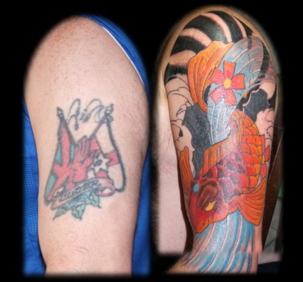 Orange Cover Up Tattoo Design