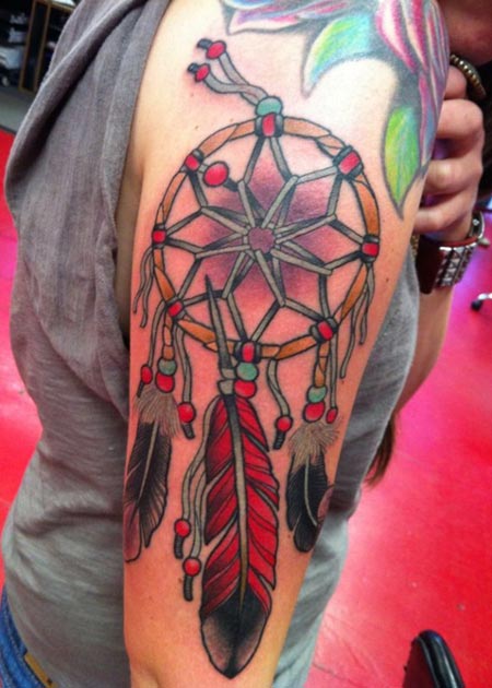 Orange Dream Catcher Tattoo