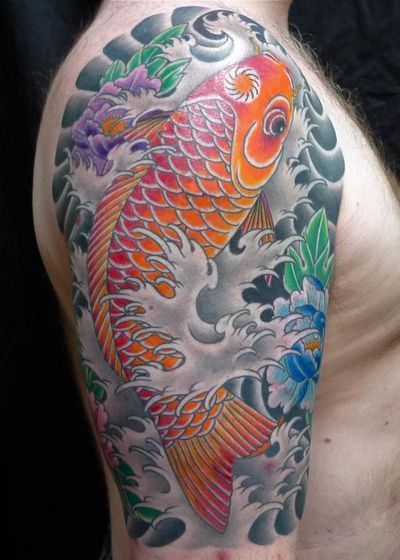 Orange Fish Designer Tattoo