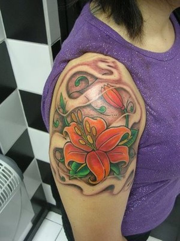 Orange Lily Flower Tattoo