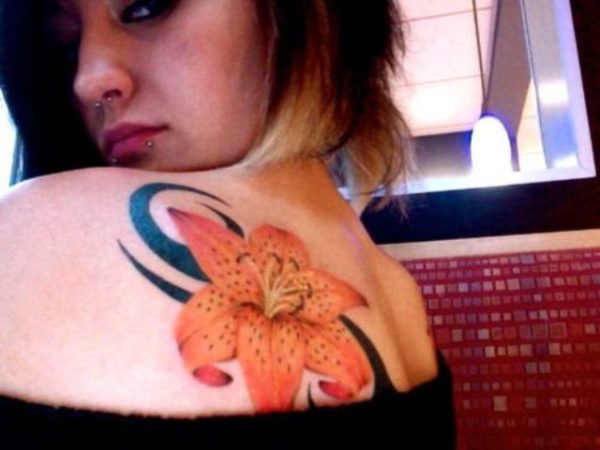 Orange Lily Flower Tattoo