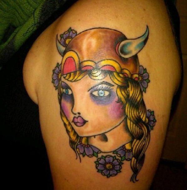 Original Viking Woman Shoulder Tattoo