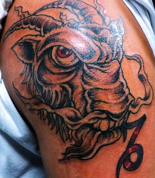 Outstanding Capricorn Goat Tattoo