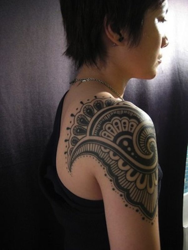 Outstanding Shoulder Lace Tattoo