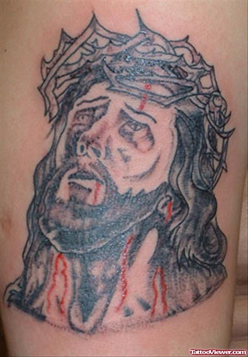 Painfull Jesus Face Tattoo