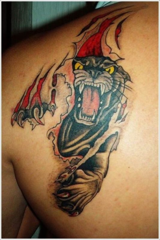 Panther Under Skin Rip Tattoo