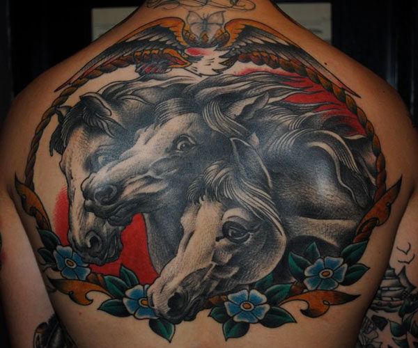 Pharaoh Horses Back Tattoo