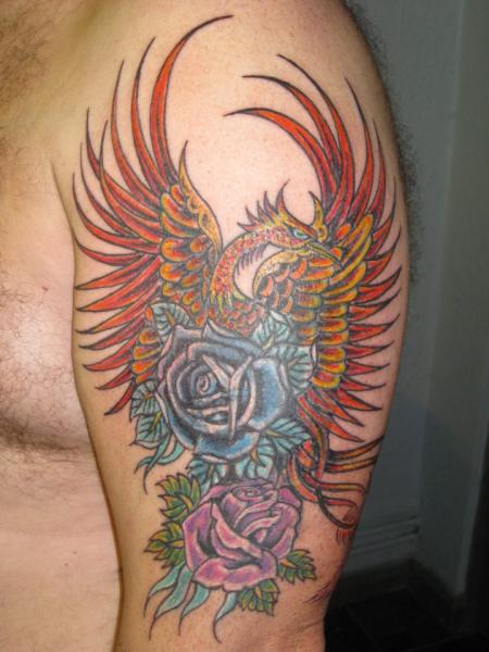 Phoenix And Roses Tattoo