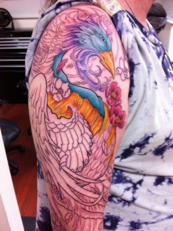 Phoenix Bird Tattoo On Shoulder