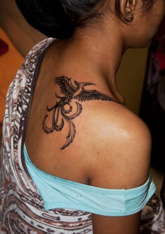 Phoenix Shoulder Back Tattoo