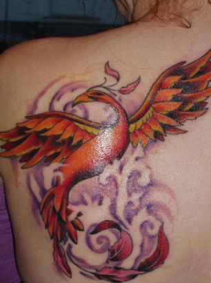 Phoenix Tattoo On Left Back